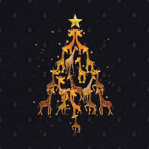 Giraffe Christmas Tree Happy Holidays by QUYNH SOCIU